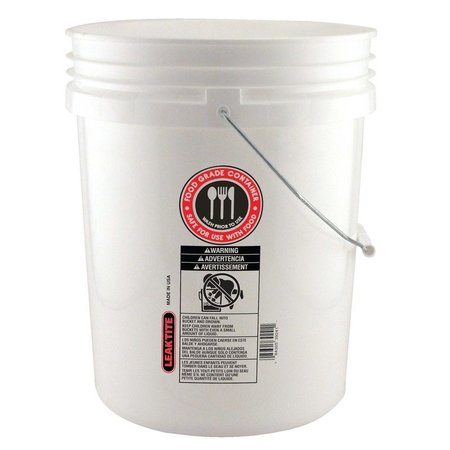 Leaktite White 5 gal Plastic Food Safe Bucket 005GFSWH020